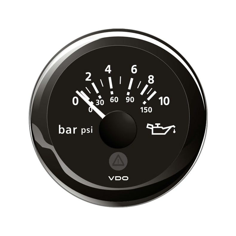 Vdo Olietryksmler 0-10bar, Sort 52mm