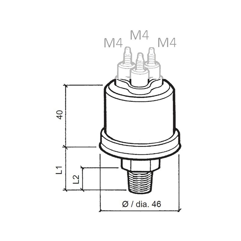 Vdo Sensor Olie Tryk 5 Bar, M/Alarm, 2 Polet, 1/8""-27nptf