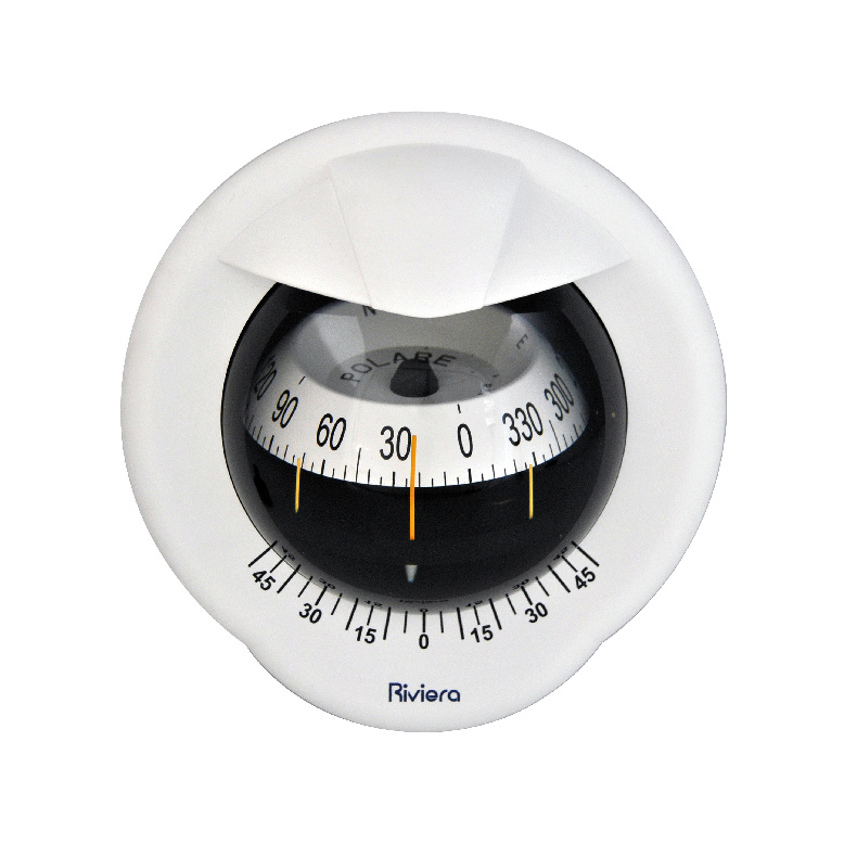 Riviera kompas POLARE BP2 100mm, skotmont. hvid, hvid rose