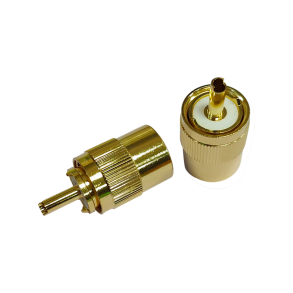 1852 VHF stik PL259 til 6mm kabel, lodning, guldbelagt  2-pa