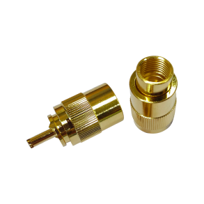 1852 VHF stik PL259 til 10mm kabel, lodning, guldbelagt, 2-p