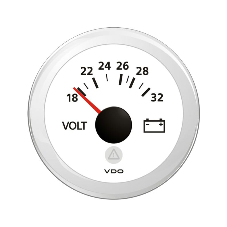 Vdo voltmeter 12v, hvid 52mm