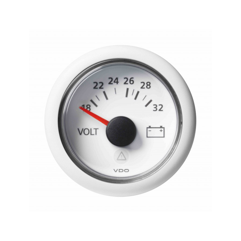 Vdo voltmeter 24v, hvid 52mm