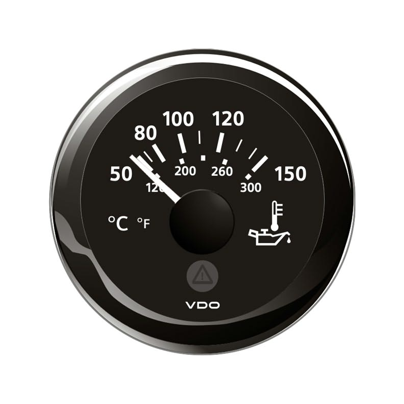Vdo temperatur olie, sort 52mm