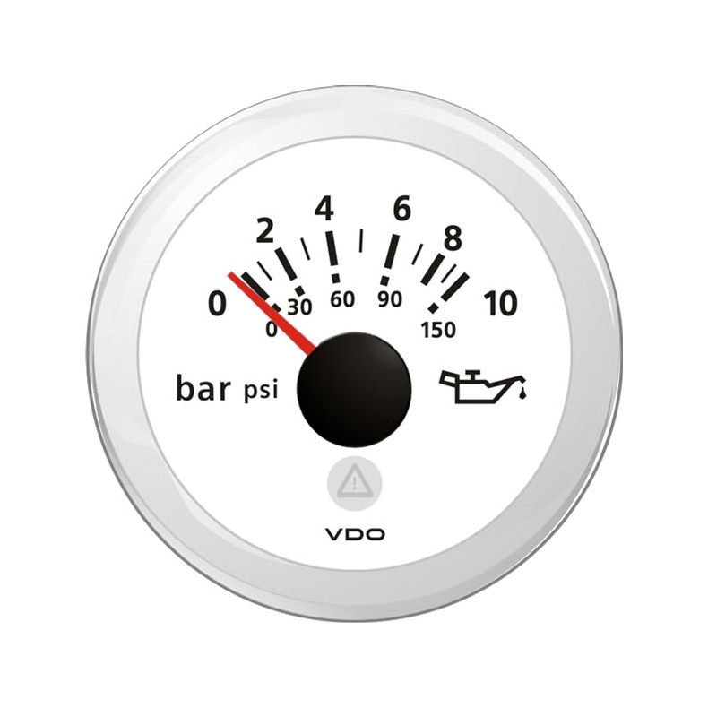 Vdo olietryksmåler 0-10bar, hvid ø52mm