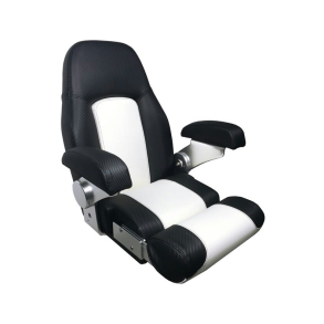 ESM Royal styrestol carbon sort/hvid med flip up puf og arml