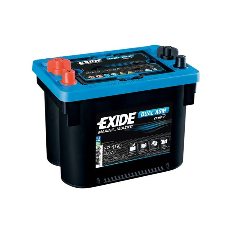 Exide Batteri dual AGM spiral 750cca - 50Ah gevind