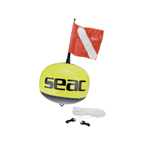 SEAC kugleformede fluorescerende bje med flag og 25m line