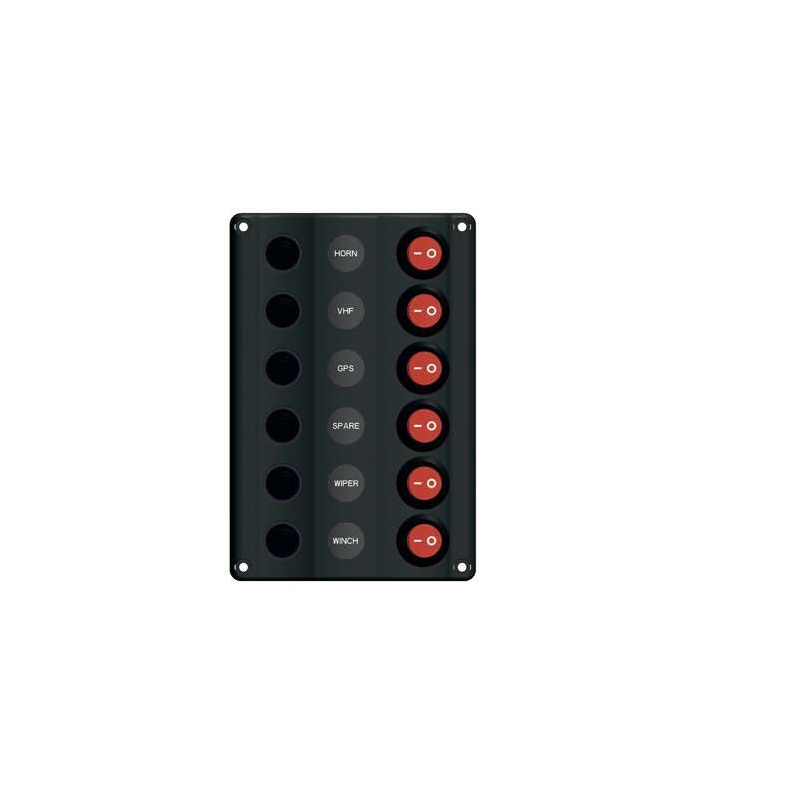 Strmpanel "wave" 6 kontakter med automatsikring