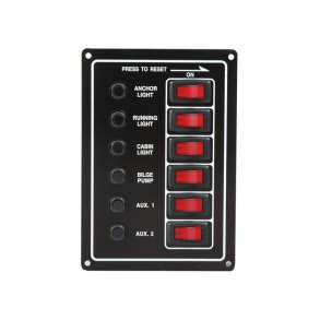 Strmpanel 6 kontakter vertikal med termosikringer