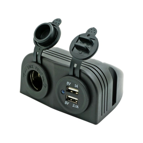 1852 pbygnings dobbelt usb udtag 5v & cigaretstik 12/24v