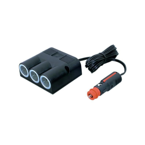 Universalstik 12/24V 16Amp med 2m ledning og tripel udtag