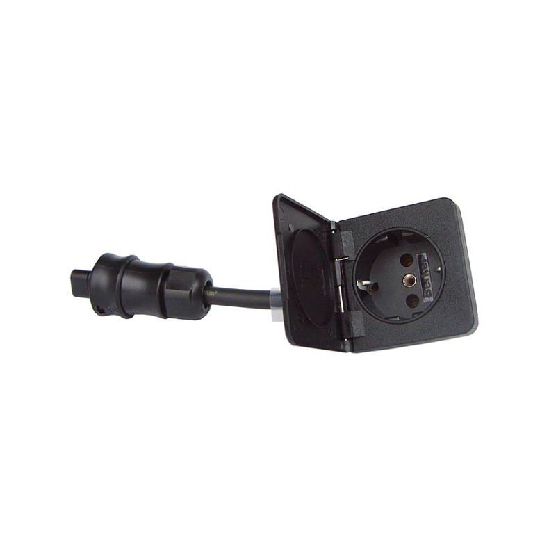Ratio flush schuko til landstr�m med d�ksel 16A IP44 Ratio flush schuko til landstr�m med d�ksel sort 16A IP44