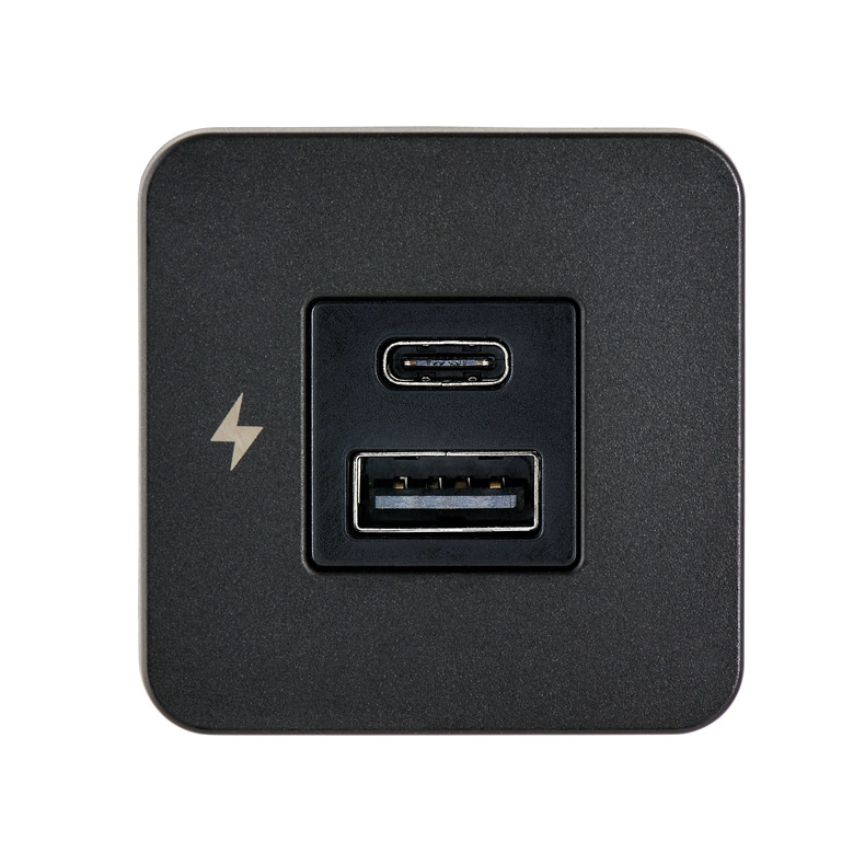 Scanstrut Tile indbygningstik USB-A & USB-C sort