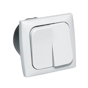 Afbryder dobbelt 220v til indbygning komplet hvid