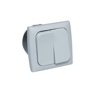 Afbryder dobbelt 220v til indbygning komplet gr