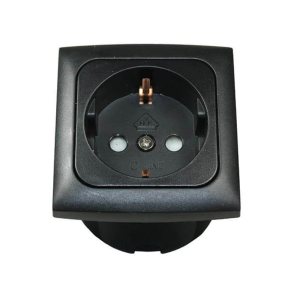 Indbygningsstik 220v komplet sort