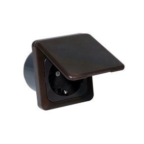 Indbygningsstik 220v med klap brun