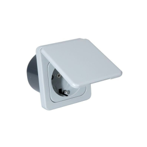 Indbygningsstik 220v med klap gr