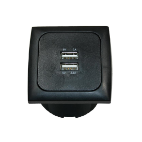 Indbygningsstik 12/24v sort 2 stk USB