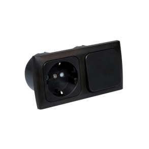 Indbygningsstik 220v med afbryder komplet brun