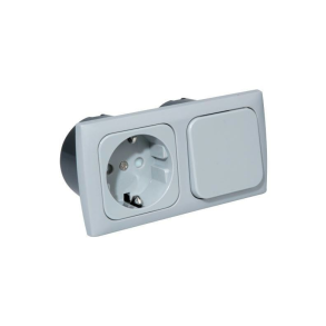 Indbygningsstik 220v med afbryder komplet gr