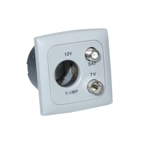 Indbygningstik med tv samt 12v udtag gr