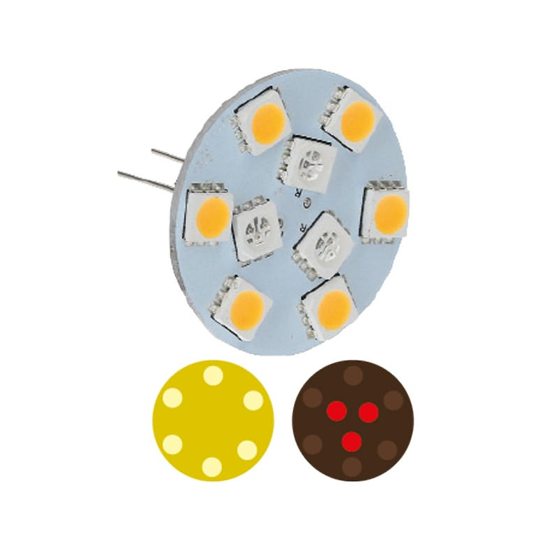 Nauticled G4 rd/hvid bag pin 30mm 10-30vdc 0,5/1,4/10W