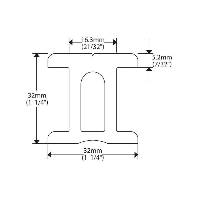 I-skinne 32mm Ronstan I-skinne 32mm, 1,0m