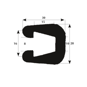 Fenderliste 30mm 8mm kant sort, 50m rulle