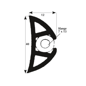 Fenderliste 40 x 12mm sort, 50m rulle