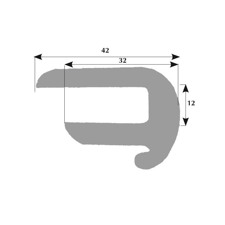 Fenderliste sort med drypk. 12mm, 50m rulle