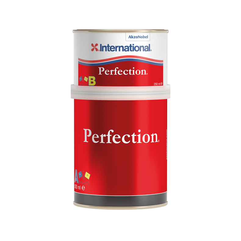 Ultimativ højglans 2-komponent polyurethan finishmaling til alle stabile materialer. International perfection jet sort y999 750 ml