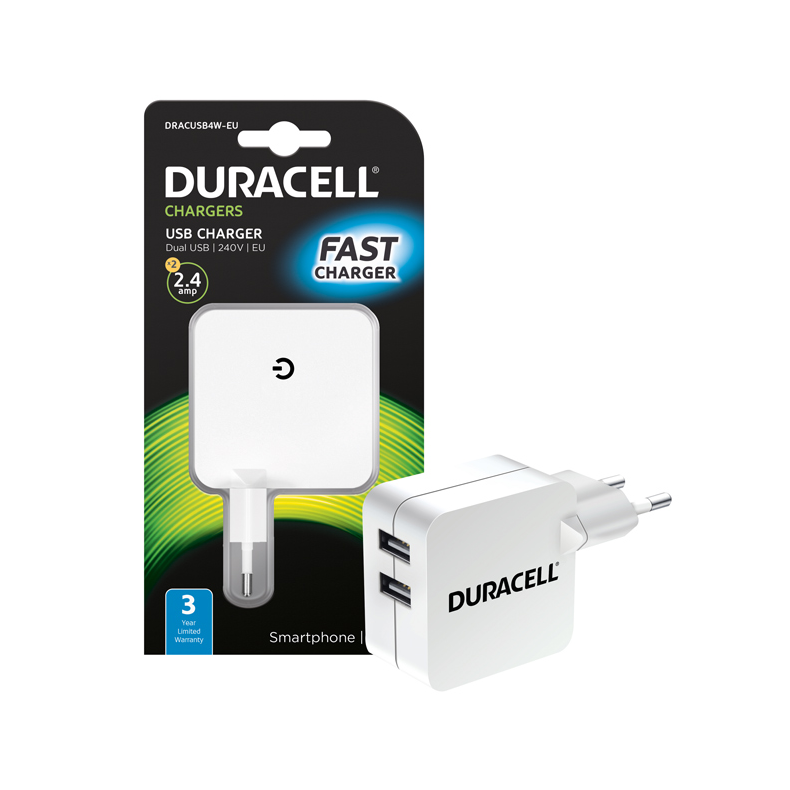 Duracell tablet lader med usb, 2 x 2400ma