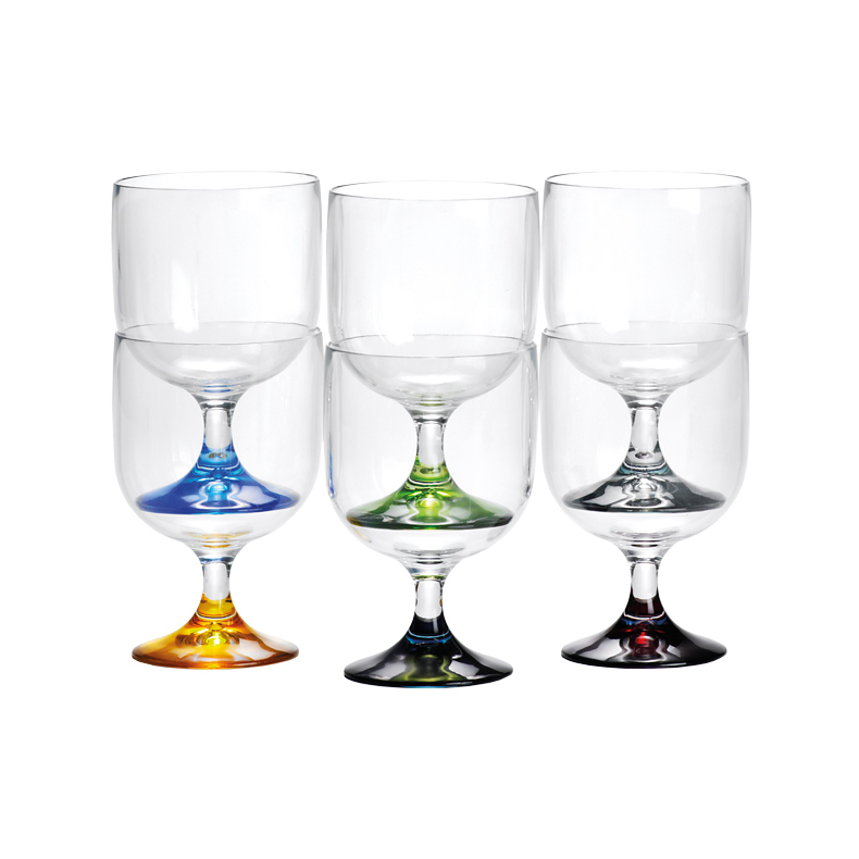 MB Vin glas med farvet bund, stablebar Ø7cm 200 ml. 6stk