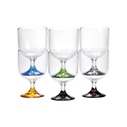 MB Vin glas med farvet bund, stablebar 7cm 200 ml. 6stk