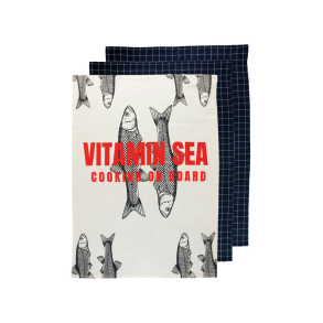 MB Vitamin Sea viskestykke 3 stk 70x50 cm - Hvid og bl�