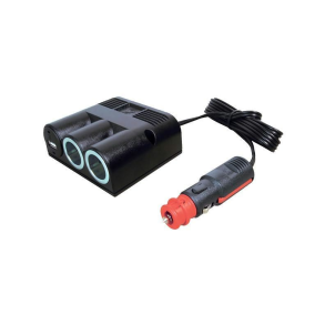 Universalstik Med 2 Meter Ledning Og Dobbelt Udtag + Usb Stik