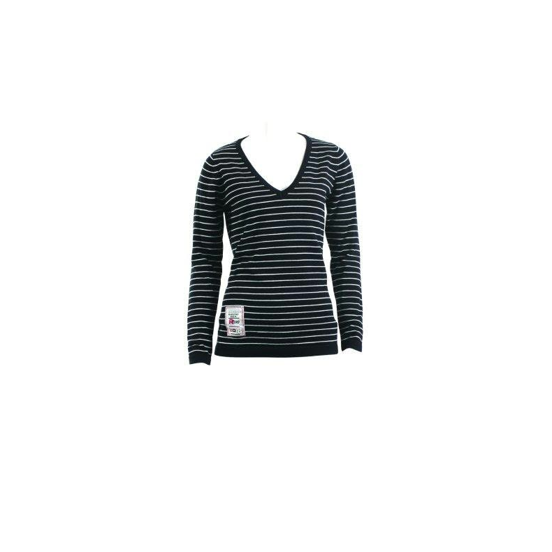 PULLOVER V-NECK NAVY/WHI M/40