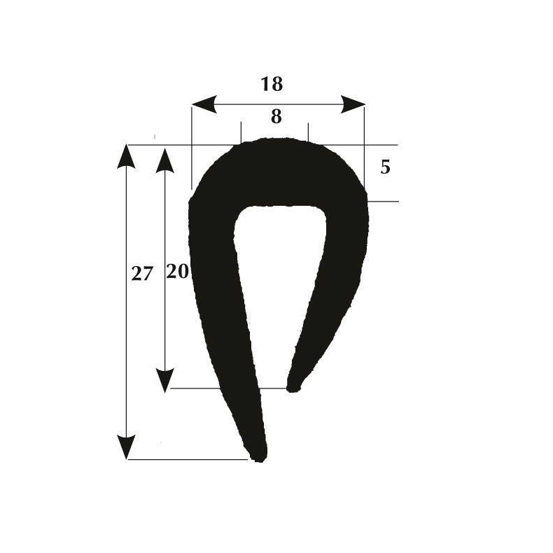 Fenderliste 27mm 8mm kant sort