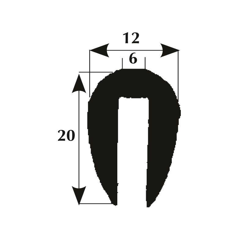 Fenderliste 20mm 6mm kant sort