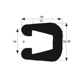 Fenderliste 30mm 8mm kant sort