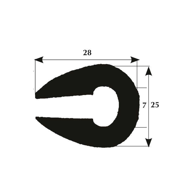 Fenderliste 28 x 25mm sort
