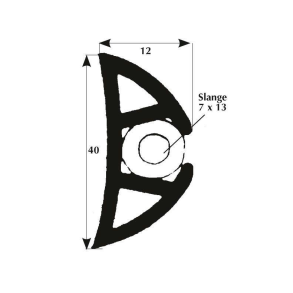Fenderliste 40 x 12mm sort