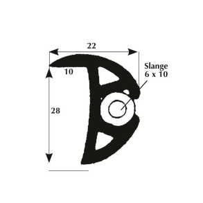 Fenderliste med lbe 25mm sort