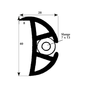 Fenderliste med lbe 40mm sort