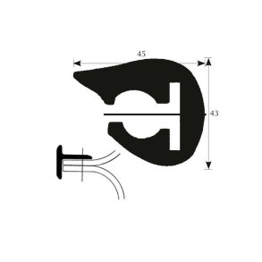 Fenderliste L45 45x43mm Sort