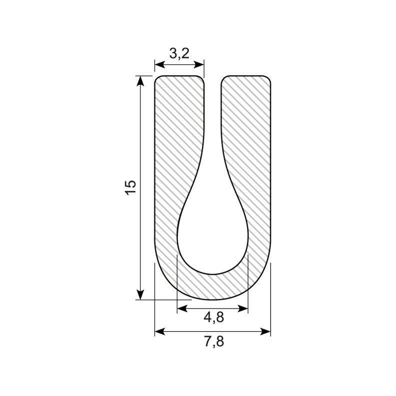 Gummiprofil ""u"" 8x14mm,3mm Pl