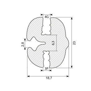 Rudegummi 3mm Pl/4mm Gl
