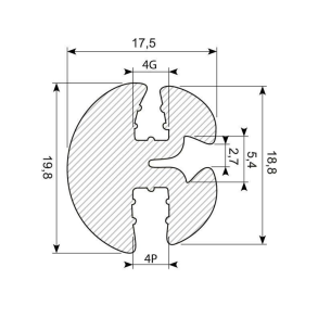 Rudegummi 4mm pl/4mm gl, brug 70.3222